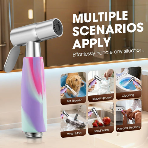 Mornwaen Handheld Bidet Sprayer Head,Stainless Steel Muslim Shower Head for Toilet,Adjustable Pressure Jet Sprayer