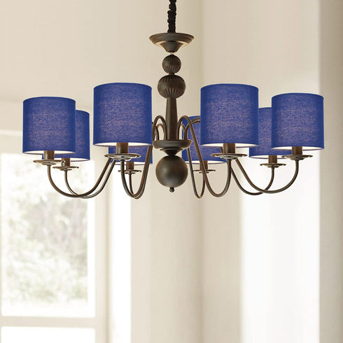 Lamp,Set 2,Small Drum,5.2"5.2"H5.2",Linen, BULB,Navy LAMPWELL MEMO Clip-on Small Fabric Lamp Shades for Table