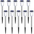 DenicMic 10 Pack 3000K Solar Lights Outdoor Waterproof Warm White LED Stainless Steel Stake Outside Lights for Yard