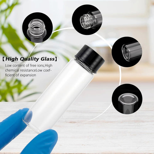 15ml Transparent Glass Sample Bottle with Screw Cap, Pack of 8 Small Liquid Bottles