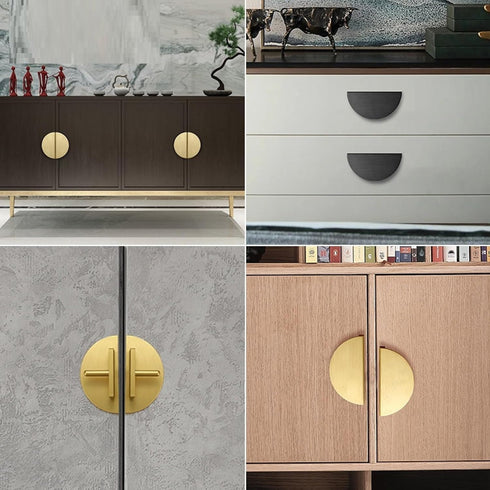 PILYON 2 Pack 64mm Drawer Knobs Chinese Retro Wardrobe Door Handle Semi-Circular Brass Cabinet Drawer Bedside Table