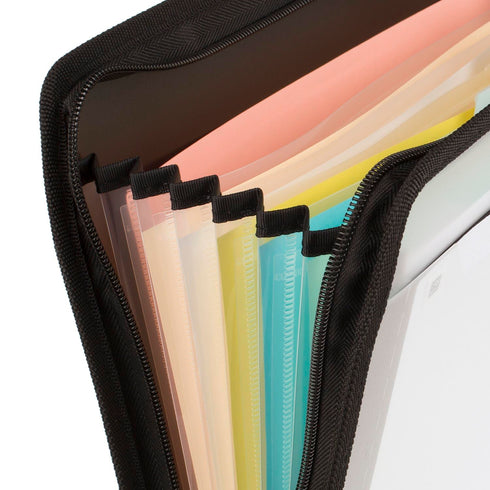 Five Star Expanding File Organizer + Study App, 7-Pocket Accordion, Zipper Closure, Black