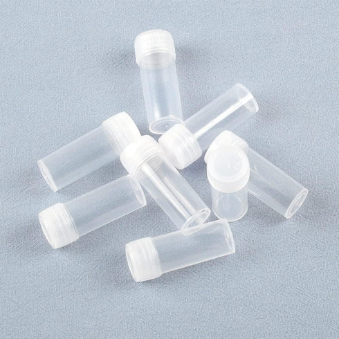 Othmro 50Pcs 5ml Plastic Lab Cylindrical Chemical Reagent Bottle, Wide Mouth for Liquid Storage