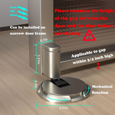 HOOFUS Mechanical Floor Door Stopper, Adjustable Height Door Holder for 3/4 Inch High Door Gaps, Indoor Windproof Door