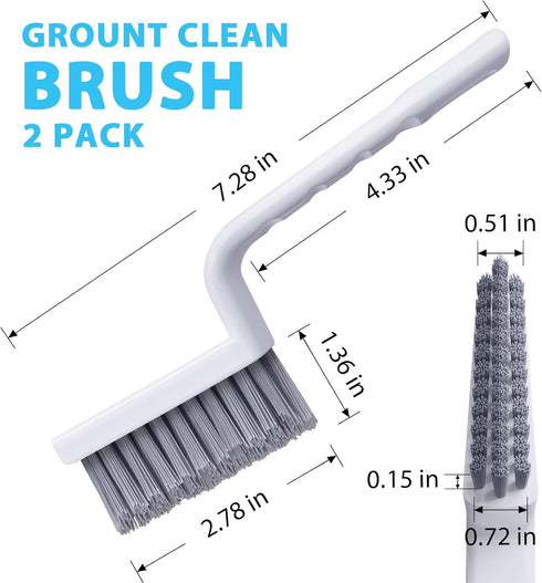 Set Use,2 Lumkew Grout Cleaner Brush V Shape, Stiff Grout Cleaning Brushes for Tile Floor, Handheld Grout Scrub Brush
