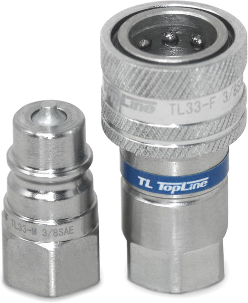 TL33 3/8" SAE Thread Hydraulic Quick Connect Coupler Set, 1/4” Body Ag ISO 5675 (9/16"-18 ORB)