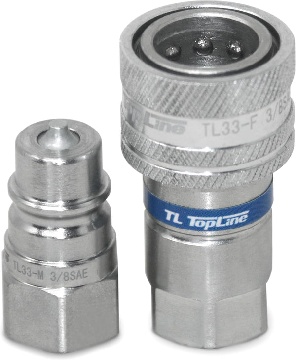 TL33 3/8" SAE Thread Hydraulic Quick Connect Coupler Set, 1/4” Body Ag ISO 5675 (9/16"-18 ORB)
