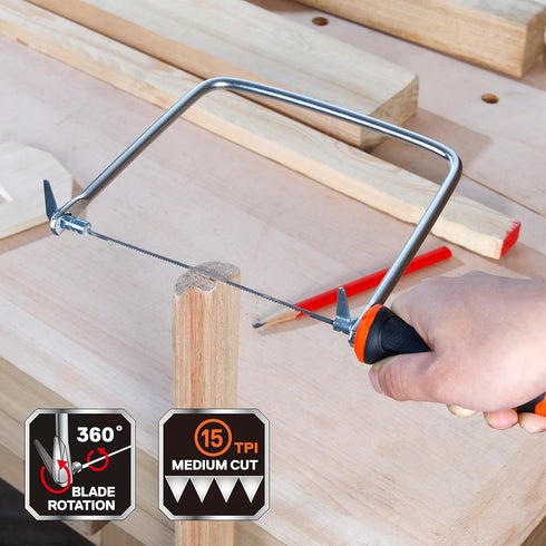 JORGENSEN Pro Coping Saw Set, Coping Frame with Extra 2pcs 6-1/2 Inch Replacement Blades