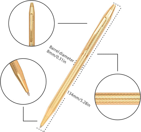 Cambond Gold Ballpoint Pens, 1.0mm Medium Point for Wedding Guest Book, Smooth Writing with 3 Extra Refills