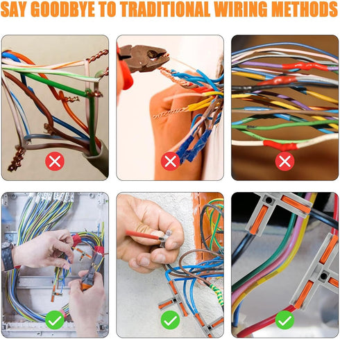 EEEKit 30Pcs Compact Wire Conductor Connector, T-Shape Lever Nut Quick Splitter 3 Way Electrical Connectors, AWG 28-12