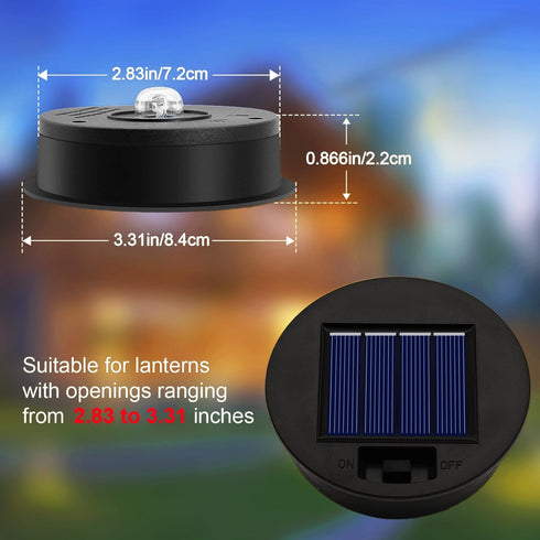 2 Pack 3.15 inch,Bottom 2.76 inch) 7 ZNYCYE Solar Light Replacement Top Parts(Top Size Size Lumens Lantern Lids