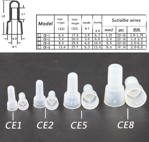 Rextin 1000pcs Transparent CE5 Protective Closed End Wire Crimp Connector Cap (1000pcs)