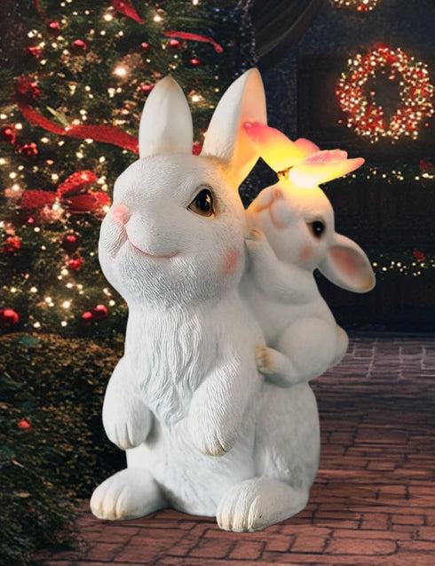 CORIETTA Mothers Day Gifts, Solar Garden Statues Rabbit with Solar Lights, Mother &
