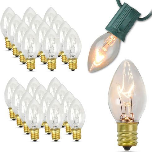 Iconikal 24-Count C7 Night Light Candelabra Bulbs 5-Watt, Clear for Lamps Nightlights