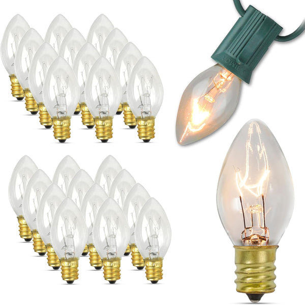 Iconikal 24-Count C7 Night Light Candelabra Bulbs 5-Watt, Clear for Lamps Nightlights