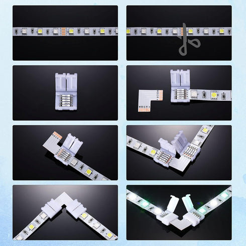 35 Pieces 5 Pin LED Strip Connector, Solderless L Shape & T Shape LED Light Adapter for 5050 3528