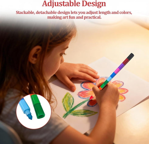 YFANITI Crayons,12 Pencils,12 Stackable PCS Stacking Buildable Crayons Colorful Stackable Colors Stackable Painting
