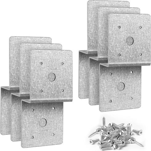 6 PCS Metal Z Bracket for 2x4 Cross Joist and 4x4 Post, Metal Joint Corner Brace Support for Roofing and Furniture