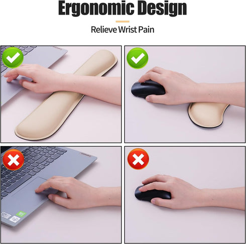 Home(31.515.7 Inches,Beige) Bloss Leather Desk Pad and Keyboard Wrist Rest, Large Mouse Pad + Keyboard Pad+Mouse Wrist