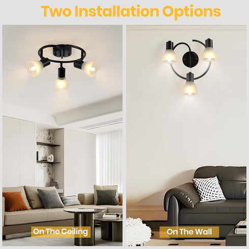 3-Light KEESFU Kitchen Flush Mount Ceiling LightModern Round Track Lighting FixturesDirectional Ceiling Spot Light