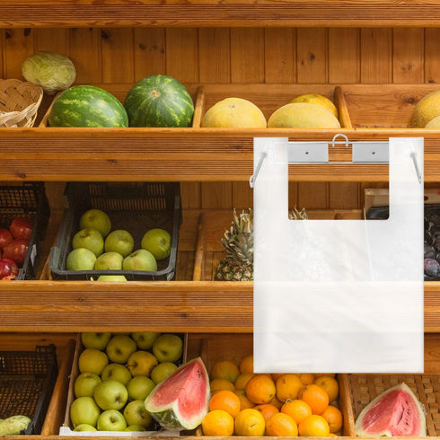 QWORK T-Shirt Bag Rack Holder - 2 Pack Versatile Stand for Grocery Stores, Kitchens, and Retail