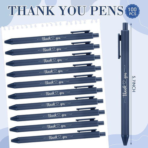 Chiisong 100 Pcs Thank You Pen Bulk Multicolor Ballpoint Pen for Server Employee Appreciation Gift for Coworker Team