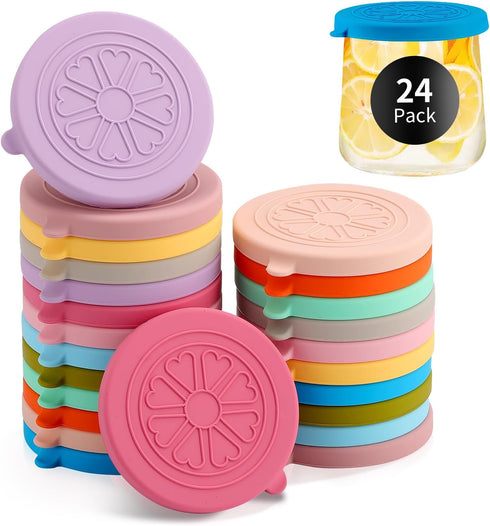 Colorful Silicone Lids For 5 Oz Glass Yogurt Jars | 24 Pack