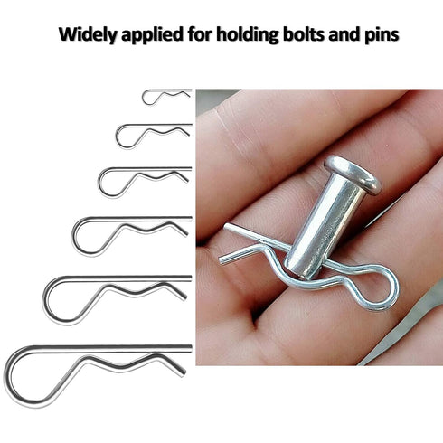 24 Pcs Cotter Pin Assortment Kit, Heavy Duty Zinc Plated Spring Fastener Kit for Hitch Pin Lock System