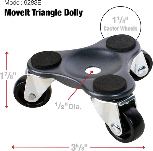Move-It 9283 4-Inch Steel Tri-Dolly, 200-Lb Load Capacity