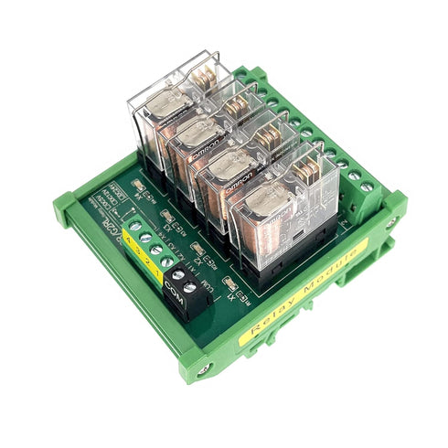 DIN Rail Mount 4 Channels Relay, AC/DC 24V Control 4 SPDT 10A Pluggable Power Relay Module for PLC MCU Projects