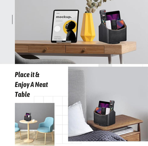 Remote Control Holder, Spinning Desk Organizer, Nightstand Bedside Caddy for TV