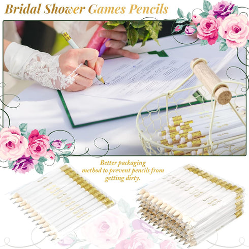 Chinco 72 Pieces Bridal Shower Game Pencils, Pre Sharpened Mini Short Pencils for Wedding Shower Favors