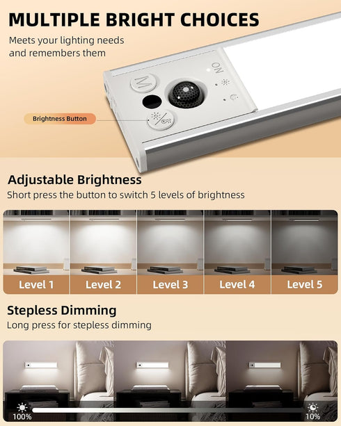 12inch 3100mAh Closet Dimmable Counter (2 Pack) EZVALO Under Cabinet Lighting, LED Motion Sensor Light Indoor, USB