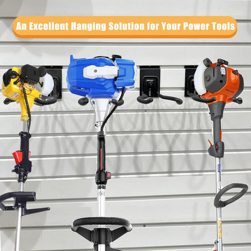 Juformin Trimmer 8" 2 Adjustable Slatwall Hooks, Lockable Slatwall Weedeater & String Hanger, Power Tool Hanger