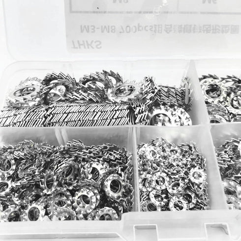 700pcs Galvanized Serrated Tooth Lock Washer Flat Washer Set for Electrical Connections, M3/M4/M5/M6/M8