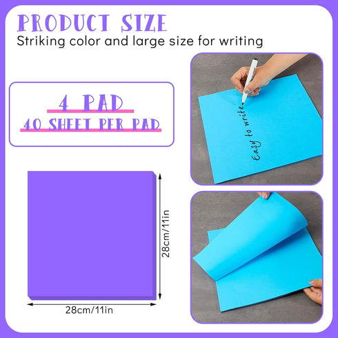 Harloon Big Sticky Notes 11 x 11 Inch Jumbo Memo Post Stickies, 40 Sheets/Pad for Office & School (Dark Color Series)