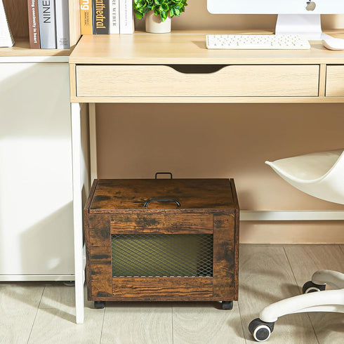 Rolling File Cabinet Cart, Hanging File Organizer Box with Lid for Home Office, Mobile Document Storage