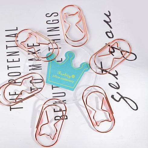 Cat Paper Clips, Rose Gold Jumbo Wide 20pcs 2 Inch Paper Clips for Planner, Large Paper Organizer Decor