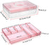 BTSKY 2-Tier Cute Bear Storage Box with Removable Divided Tray, Portable Clear Plastic Art Craft Supply Organizer (Pink)