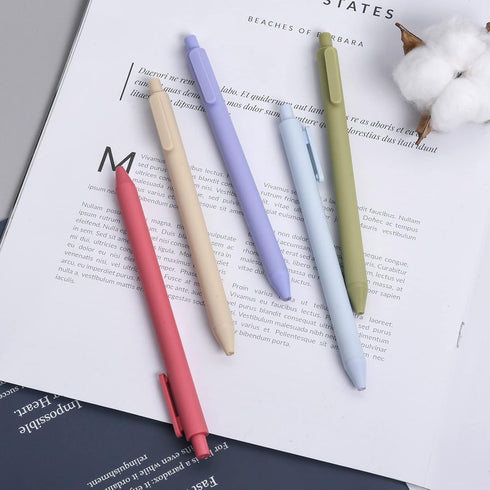Kaco Pack of 5 Pieces Colored Ink Pens - Retractable Cute 0.5mm Fine Point Pens for Note Taking