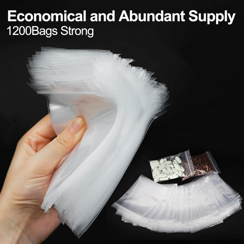 1200Pcs Small Plastic Bags for Jewelry, 3x4'' Resealable Zip Baggies, Durable Small Ziplock Bags for Small Business