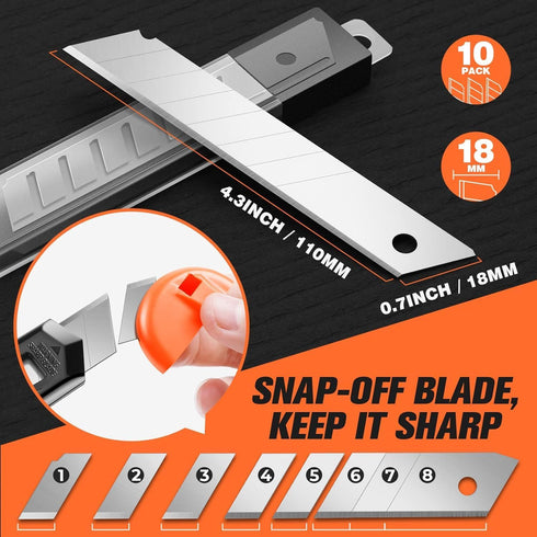 JOYUMY 20 Pack 10 18mm Utility Knife, Box Cutter Retractable, Box Knife for Cartons, Cardboard, and Boxes, Box Opener