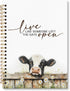 JRTW Live Like Someone Left the Gate Open Inspirational Cow Notebook Journal, Cow