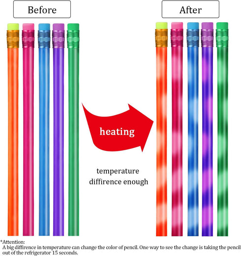 Outus Color Changing Mood Pencil with Eraser Wooden Pencils Heat Activated Color Changing Pencils Thermochromic Assorted Colors (60 Pieces) by Outus