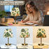 (Bulb Included),7.9x12.6in Table Lamp Christmas Cactus Trees Pattern Desk Lamp with Fabric Shade Tablelamp for Bedroom