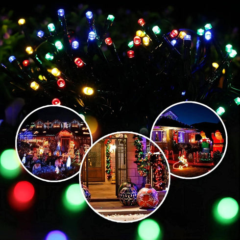 2 Pack 72ft 200 8 Flacchi Solar String Lights Each LED Modes Outdoor String Lights Waterproof Solar Fairy Lights