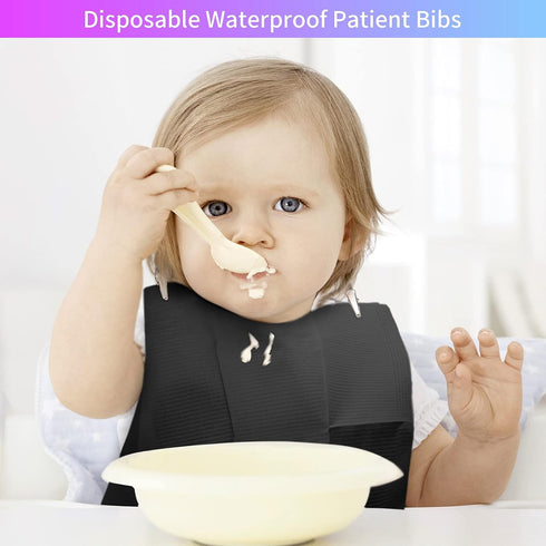 13" 18", 3 60 Annhua Black Dental Bibs Waterproof Patient Disposable Bib x Polyback Towel Ply Tissue Tattoo Paper