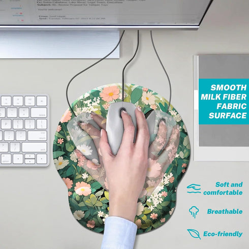 Ergonomic Mouse Pad with Wrist Support, Flower Cat Gel Mouse Pad for Comfortable Work Accessories