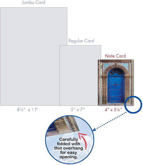 The Best Card Company - 20 Blank Note Cards Bulk Box 4 x 5.12 Inch + Envelopes, Architectural Doorways Collection (10
