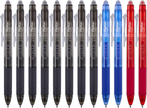 ParKoo Retractable Erasable Gel Pens Clicker Fine Point 0.7 mm 12-Pack for Sudoku and Crossword Puzzles